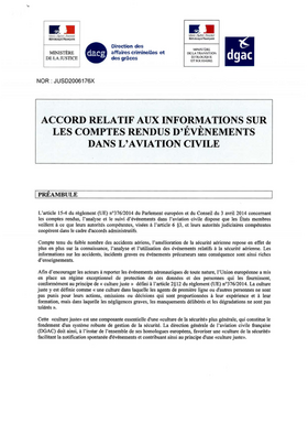 Accord relatif aux informations sur les comptes rendus d'évènements dans l'aviation civile