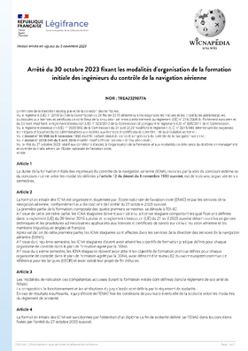 Arrêté fixant les modalités de la formation initiale des ICNA