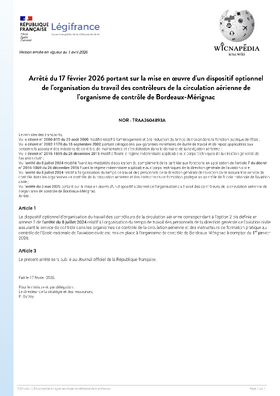 Arrêté sur la mise en oeuvre des options à Bordeaux-Mérignac en 2026