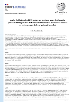 Arrêté sur la mise en oeuvre des options au CRNA Est pour 2026