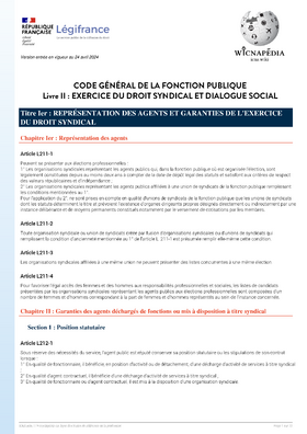 CGFP - Livre II : exercice du droit syndical et dialogue social