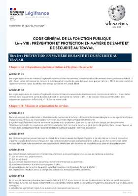 CGFP - Livre VIII : prévention et protection en matière de santé et de sécurité au travail